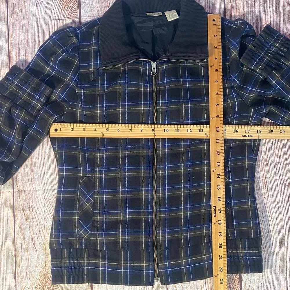 Rubbish Women’s Plaid Zip Jacket Large Blue Lined Casual Fall Layer